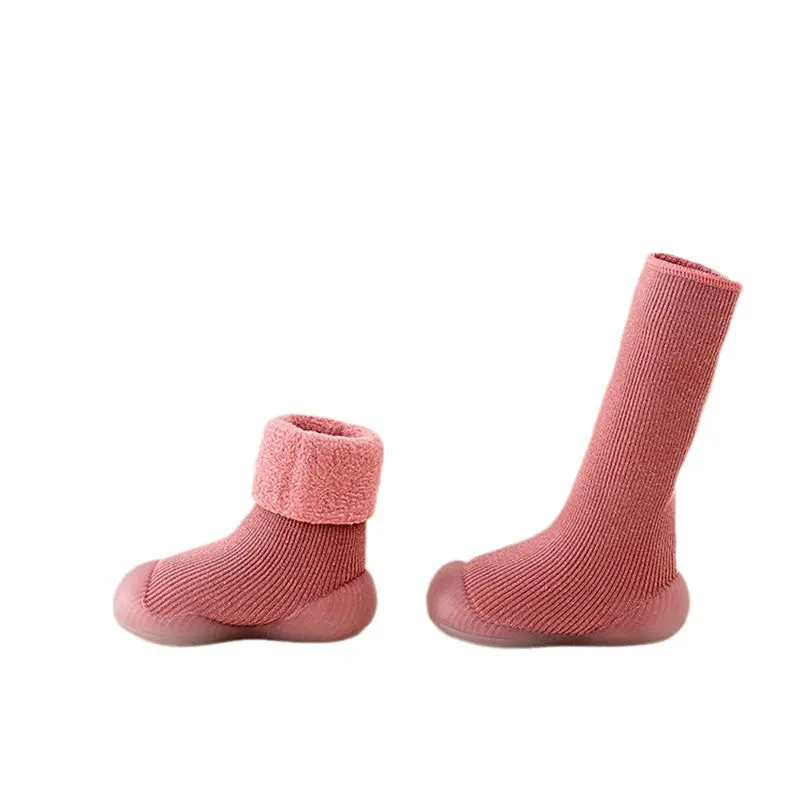 Winter Casual Comfortable Slip On Rubber Sole Sock Shoes For Baby Boys, Breathable Non Slip Walking Shoes For Indoor Outdoor