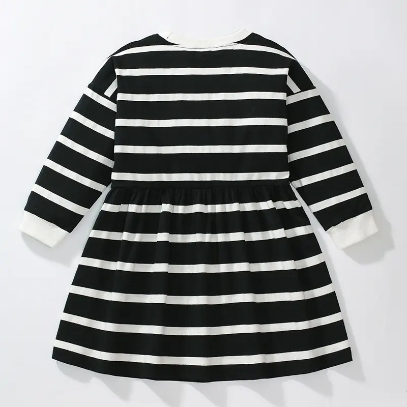 Girls Cotton Dress for Autumn Winter Long Sleeve Kids Princess Dress Solid Fashion Baby Girls Casual Fall Clothes 2 to 7Years