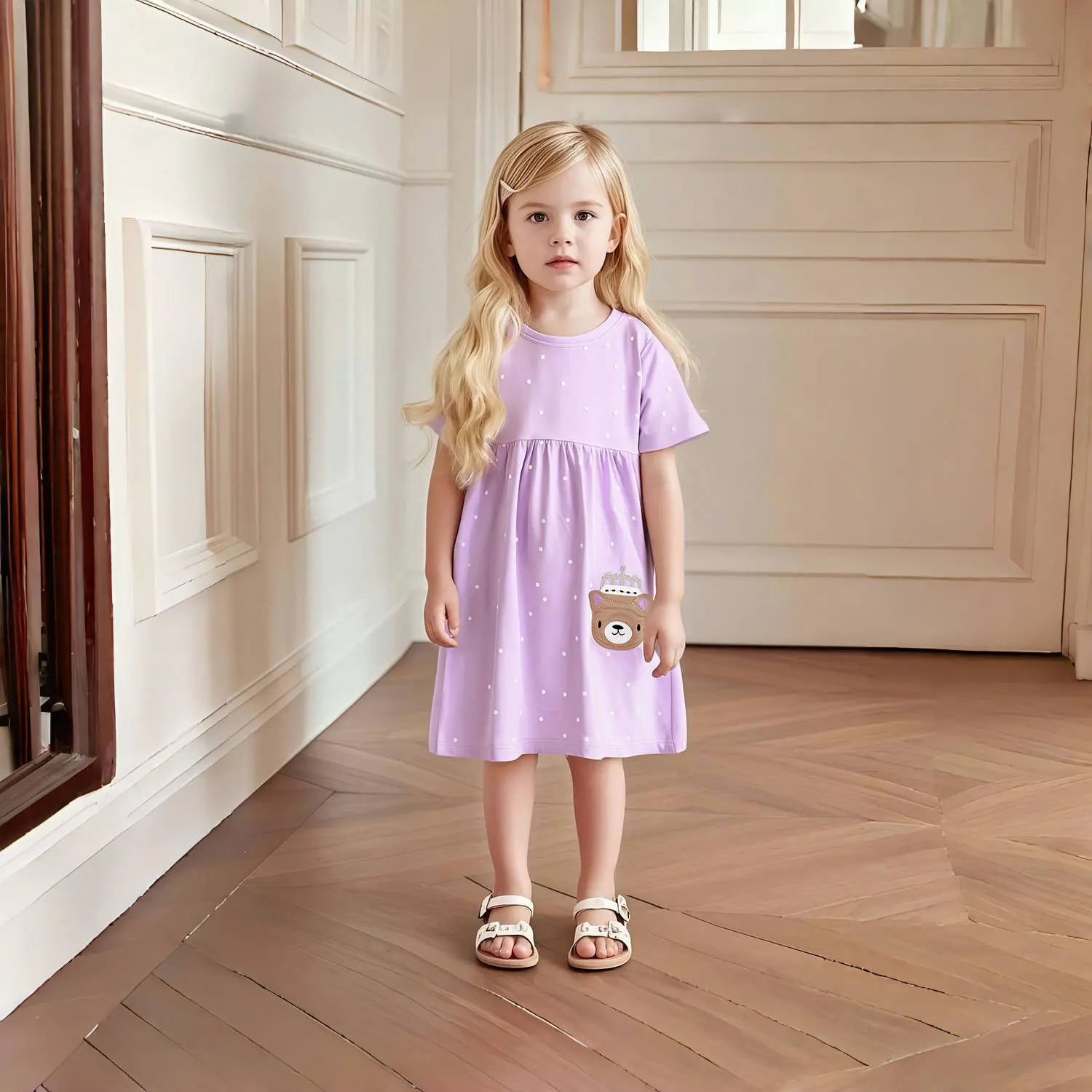 2-7T New Arrival Summer Girls Dresses Bear Kids Hot Selling Baby Summer Frocks Clothes Party Birthday