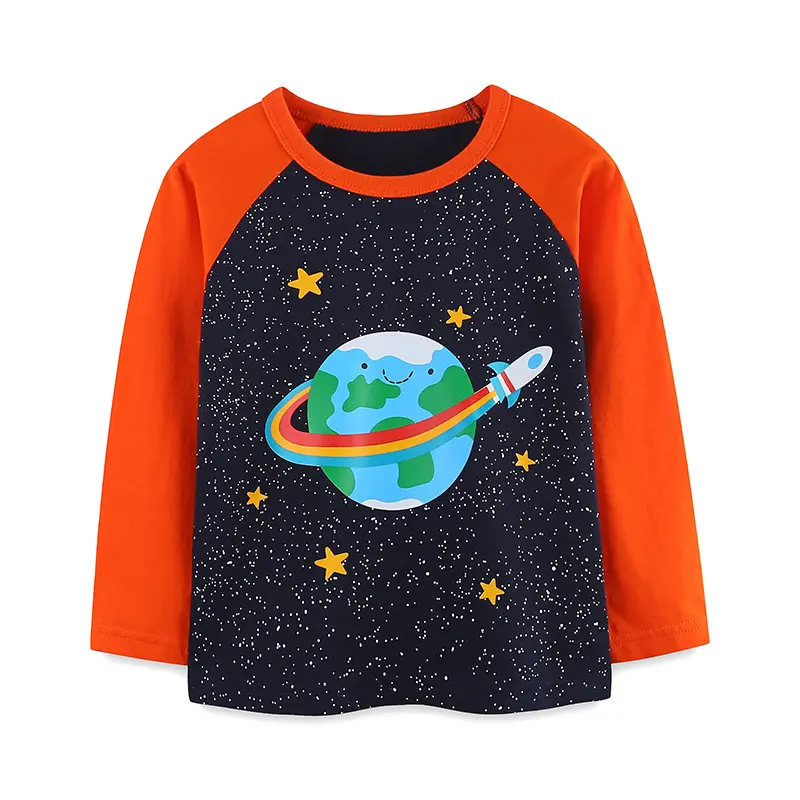 New Fashion Children's Set Cartoon Print Baby Girl T-shirt Boy Jeans 100% Cotton Children's Top Clothing 2025 Spring