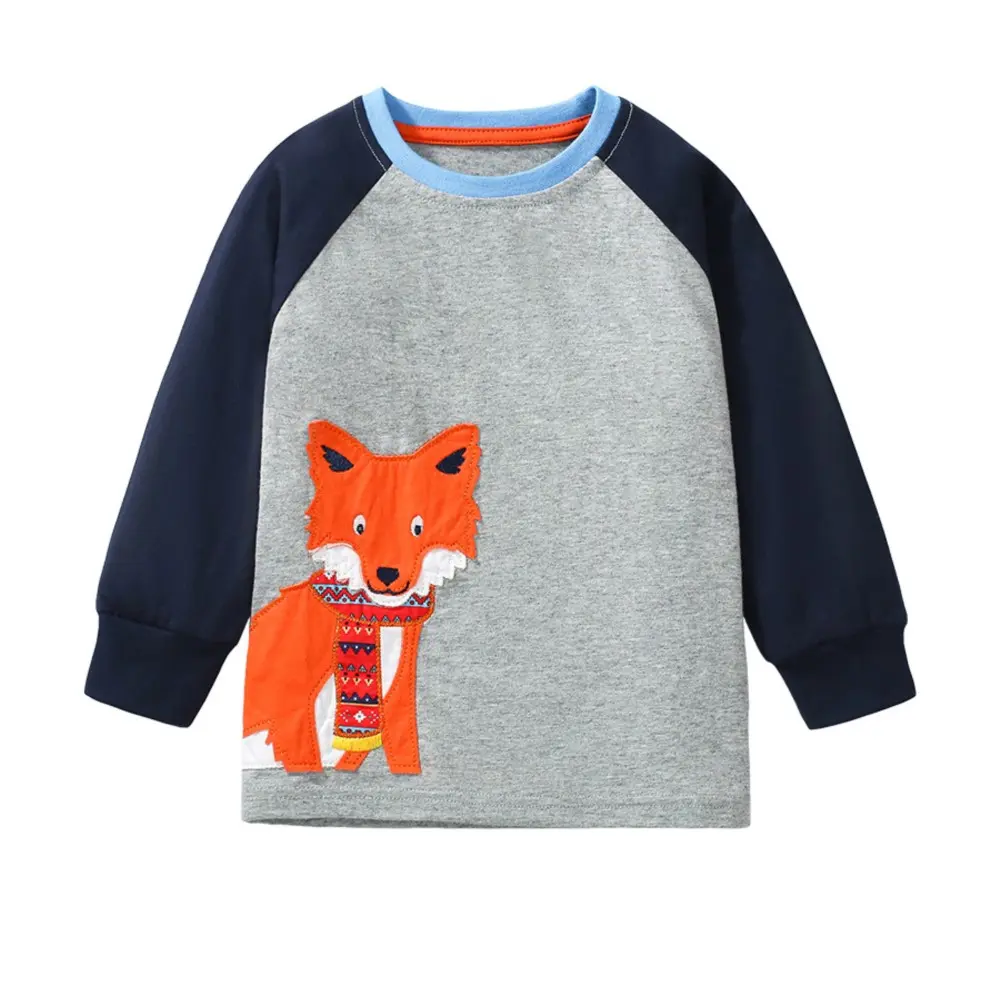 2025 New Children's Boy Sweatshirt Spring Cotton Fox Tops Kids Pullover Cartoon Baby Boys Clothing Kids Clothes