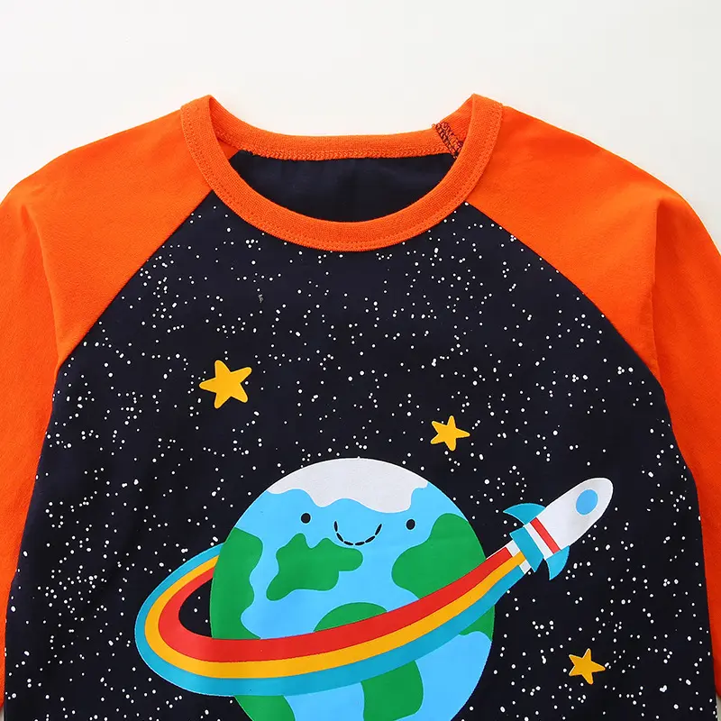New Fashion Children's Set Cartoon Print Baby Girl T-shirt Boy Jeans 100% Cotton Children's Top Clothing 2025 Spring