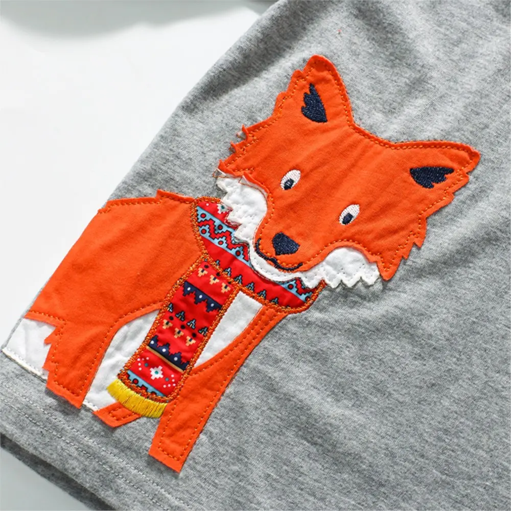 2025 New Children's Boy Sweatshirt Spring Cotton Fox Tops Kids Pullover Cartoon Baby Boys Clothing Kids Clothes