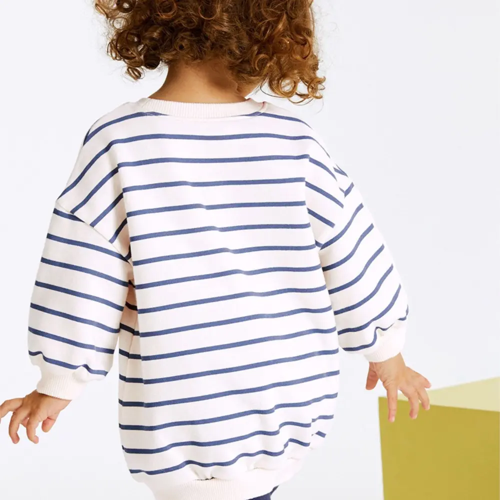 2Pcs Girls' Striped Long Sleeve Sweater & Legging Set Adorable Bunny Face with Flower Crown Design