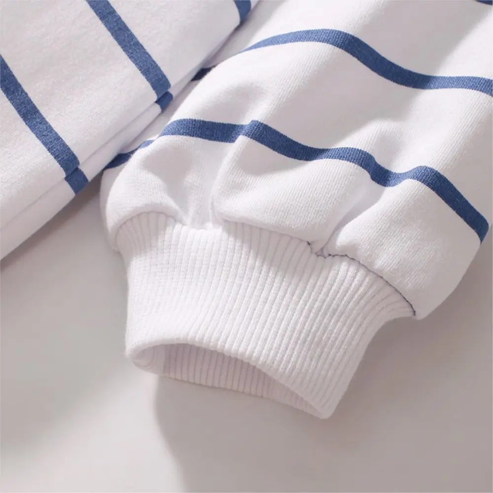 2Pcs Girls' Striped Long Sleeve Sweater & Legging Set Adorable Bunny Face with Flower Crown Design