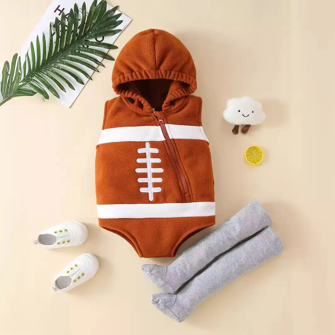 Rugby Baby Romper Socks Set Bodysuit Sleeveless Hoodie Newborn Clothes Infant Toddler Clothing Photography Props For Boy Girl