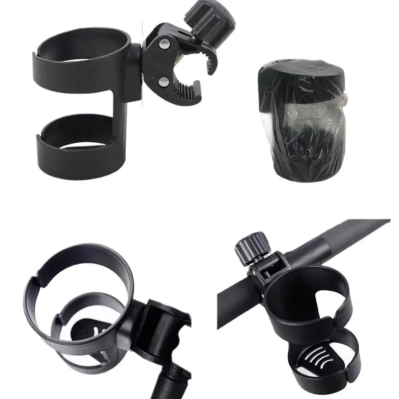 Black Universal Cup Holder for Strollers Adjustable Stroller Cup Holder Black Dual Compartment Design, Easy Installation