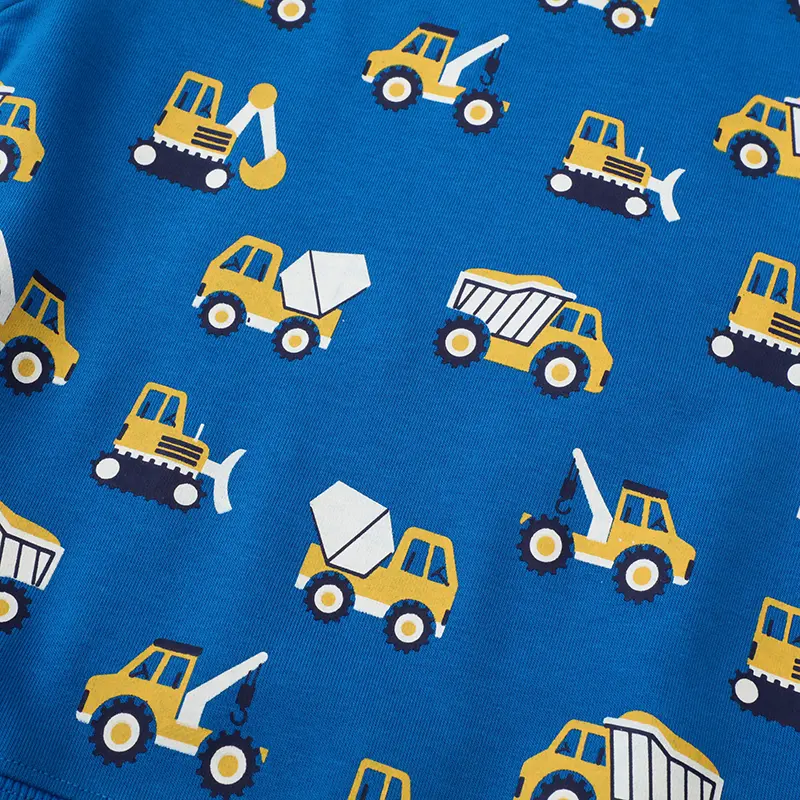 Boys' Blue Long - Sleeve Sweatshirt - with Construction Vehicle All over Print - Suitable for Ages 2-7y