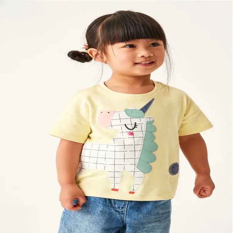 Girls Short Sleeve T Shirt Children Cotton T-shirt Kids Casual Tops And Tees Unicorn Print Cartoon T Shirt Children Costumes