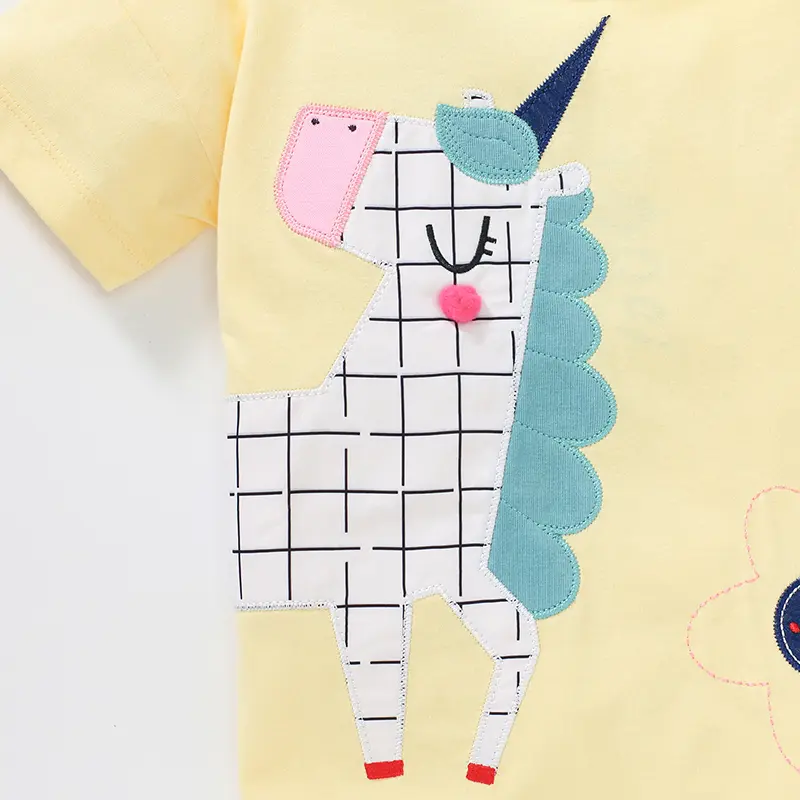 Girls Short Sleeve T Shirt Children Cotton T-shirt Kids Casual Tops And Tees Unicorn Print Cartoon T Shirt Children Costumes