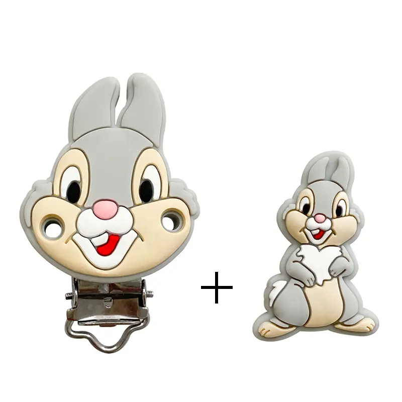 1set Silicone Miss Bunny Minnie mouse bambi marie cat Pacifier clip Molar Bead DIY Pacifier Chain