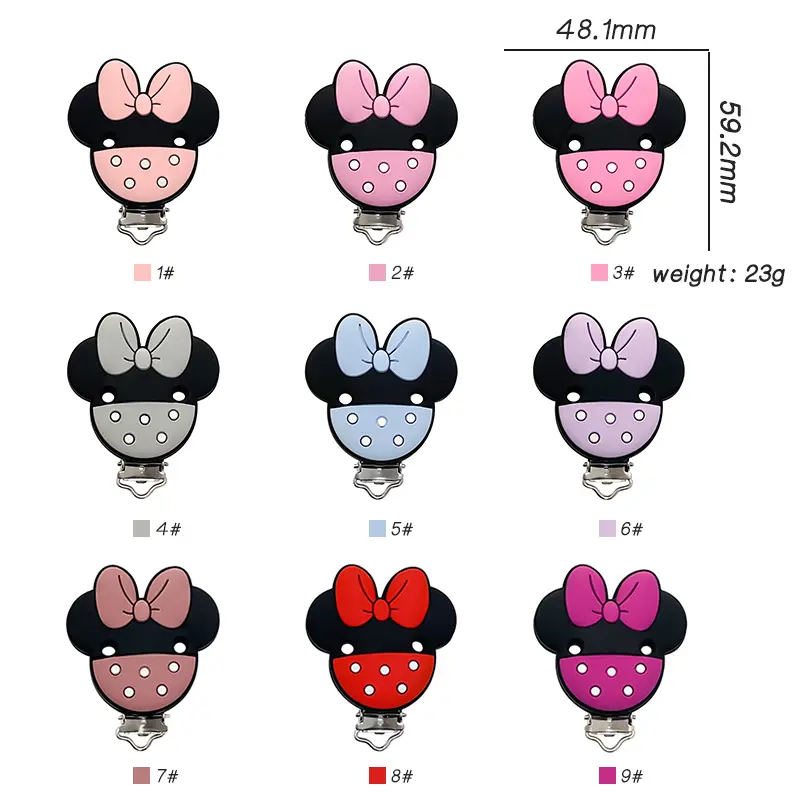 1set Silicone Mouse Shape Clamps Clips DIY Pacifier Chain Nipple Holder Clamps Handmade Jewelry Accessories