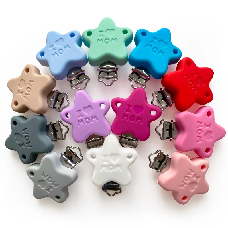 3pcs Silicone Star Pacifier Clip Pacifier Chain Holder Soother Nursing Clips BPA Free Pacifier Chain Accessories