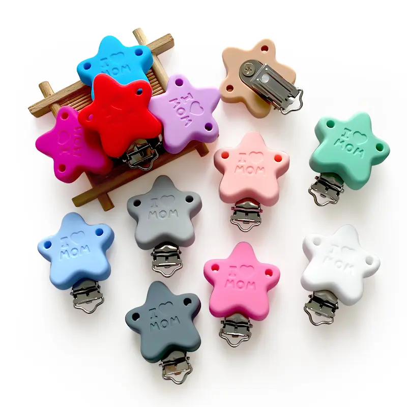 3pcs Silicone Star Pacifier Clip Pacifier Chain Holder Soother Nursing Clips BPA Free Pacifier Chain Accessories