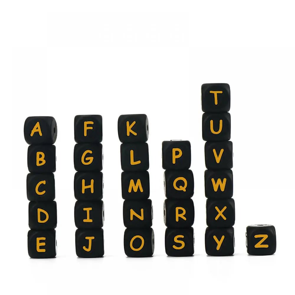 26/52Pcs 12mm Silicone Letters Beads English Alphabet Baby Teether For Personalized Name Pacifier Chain Clip Toys Accessories