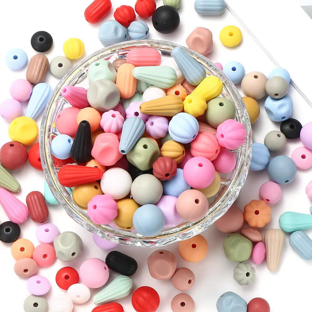 60Pcs 15mm Lantern Round Shape Silicone Teething Beads Baby Teether For DIY Nursing Necklace Food Grade Chew Beads Accessories