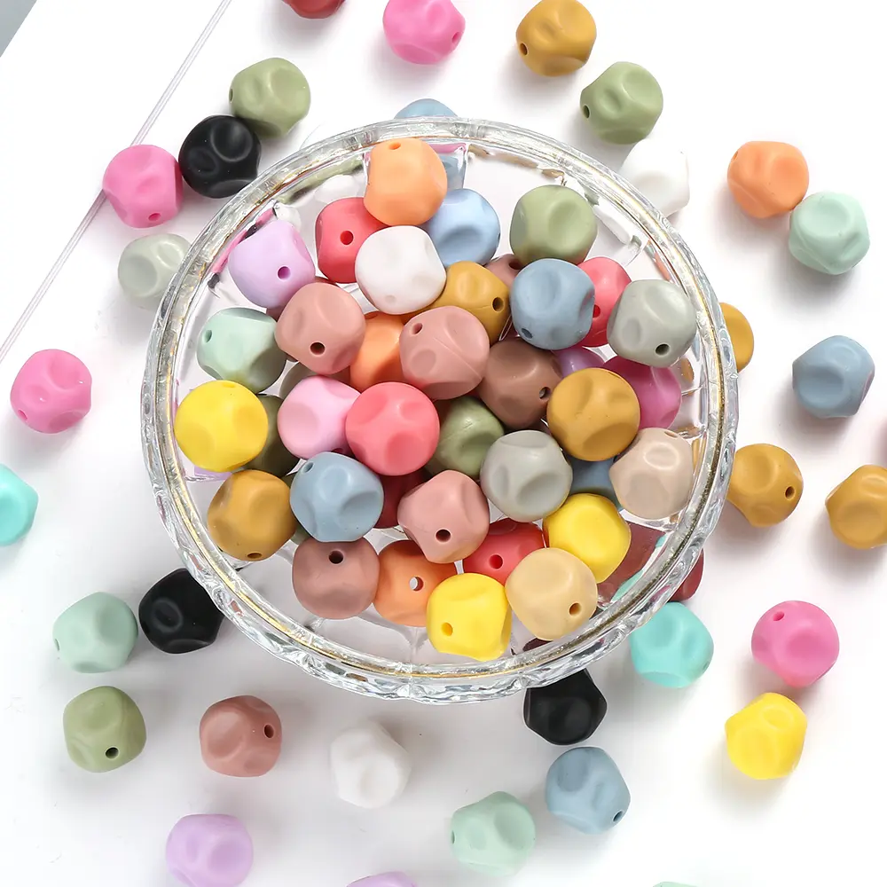 60Pcs 15mm Lantern Round Shape Silicone Teething Beads Baby Teether For DIY Nursing Necklace Food Grade Chew Beads Accessories