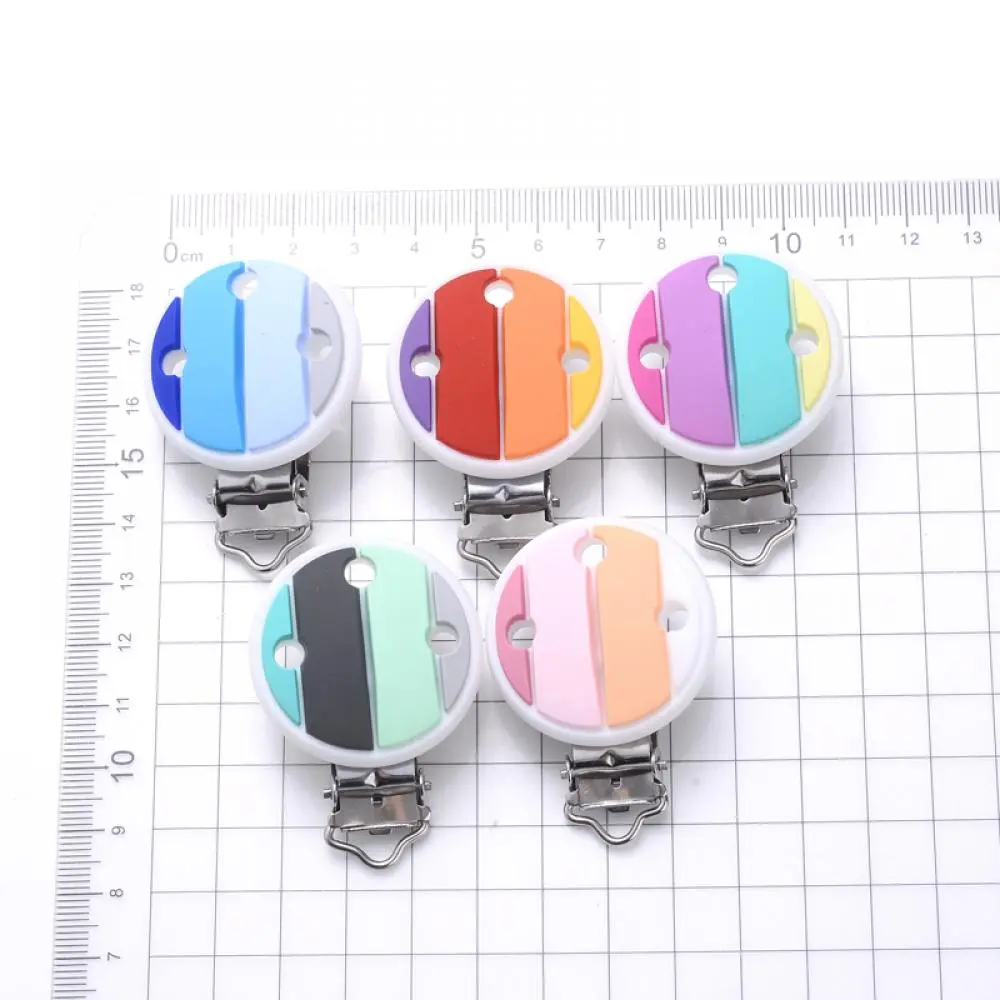Rainbow Series Silicone Beads Pacifier Clips Food Grade Teether DIY Pacifier Chain For Baby Jewelry Making Necklace Accessories