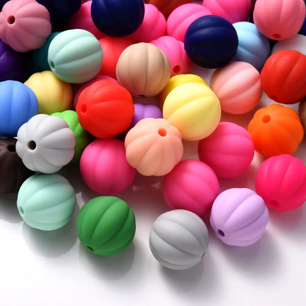 56Pcs 15mm Food Grade Silicone Lantern Beads Baby Chewable Jewelry Making DIY Bracelet Necklace Pacifier Chain