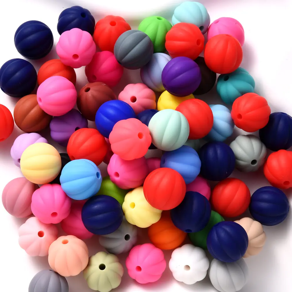 56Pcs 15mm Food Grade Silicone Lantern Beads Baby Chewable Jewelry Making DIY Bracelet Necklace Pacifier Chain