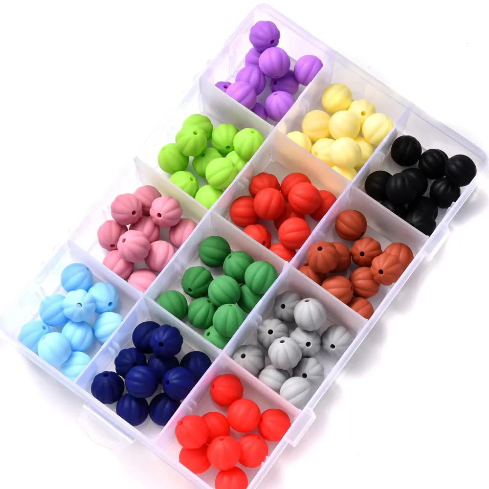 56Pcs 15mm Food Grade Silicone Lantern Beads Baby Chewable Jewelry Making DIY Bracelet Necklace Pacifier Chain