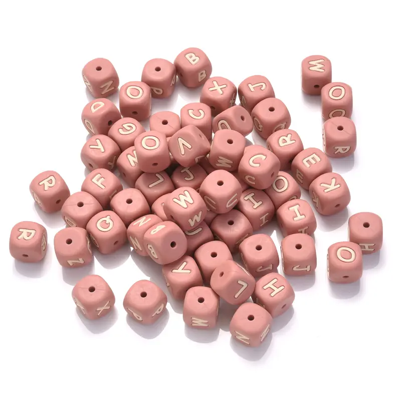 12mm 10Pcs Personalized Name Silicone Letters English Alphabet Teether Beads For Pacifier Chain Teether Necklace Jewelry Making