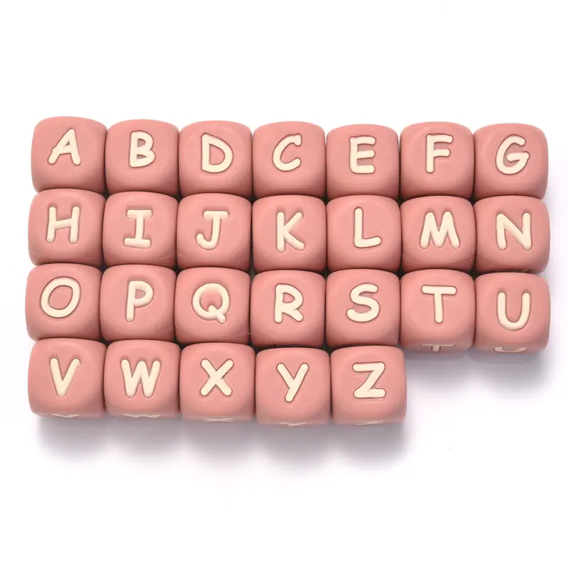 12mm 10Pcs Personalized Name Silicone Letters English Alphabet Teether Beads For Pacifier Chain Teether Necklace Jewelry Making