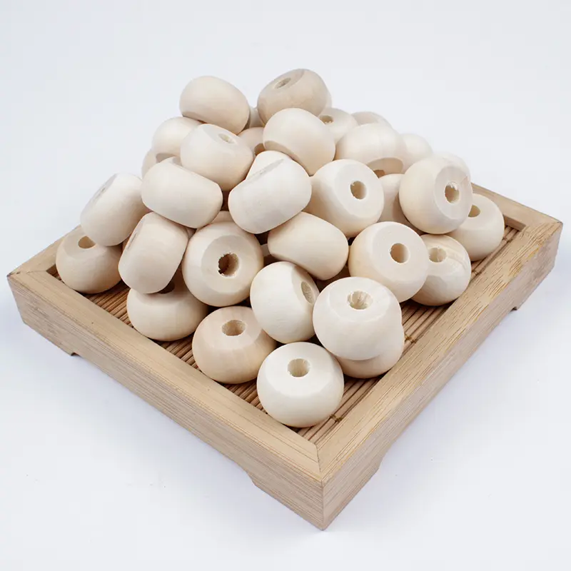 14/20/24mm 10Pcs Natural Wooden Teether Abacus Beads DIY Food Grade Beech Wood Baby Nursing Pacifier Chain Accessories Toy Gift