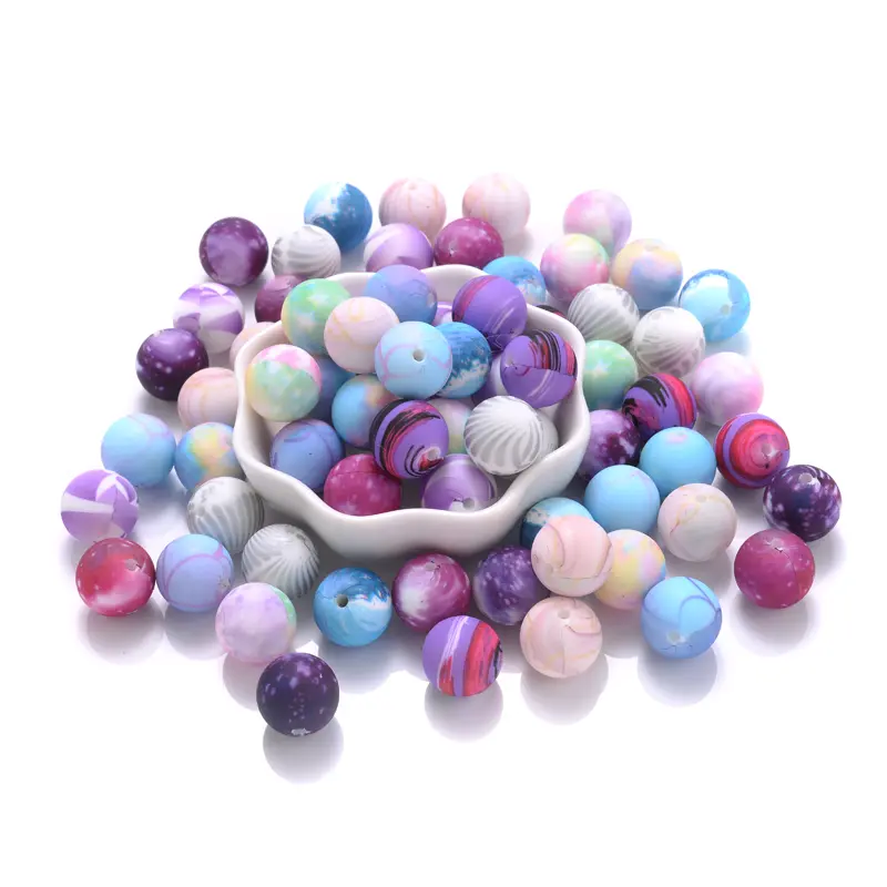 15mm 10Pcs Food Grade Silicone Beads Round Teether Beads For Teething Chew Beads DIY Baby Pacifier Chain Bracelet Necklace