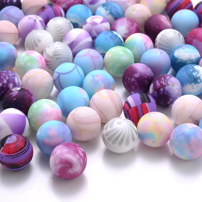 15mm 10Pcs Food Grade Silicone Beads Round Teether Beads For Teething Chew Beads DIY Baby Pacifier Chain Bracelet Necklace