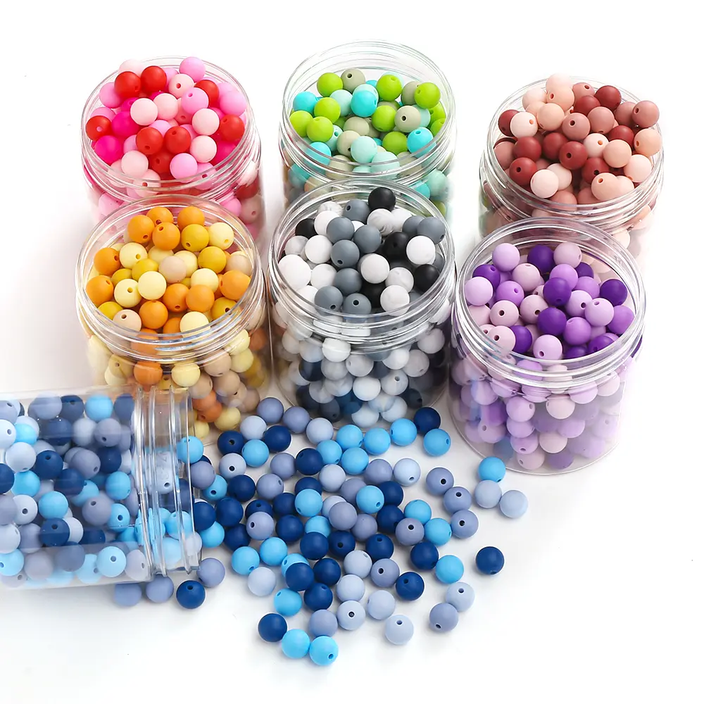 100Pcs New Colored Round Silicone Beads 12mm Loose Beads For Jewelry Making DIY Necklace Bracelet Pacifier Chain Accessories