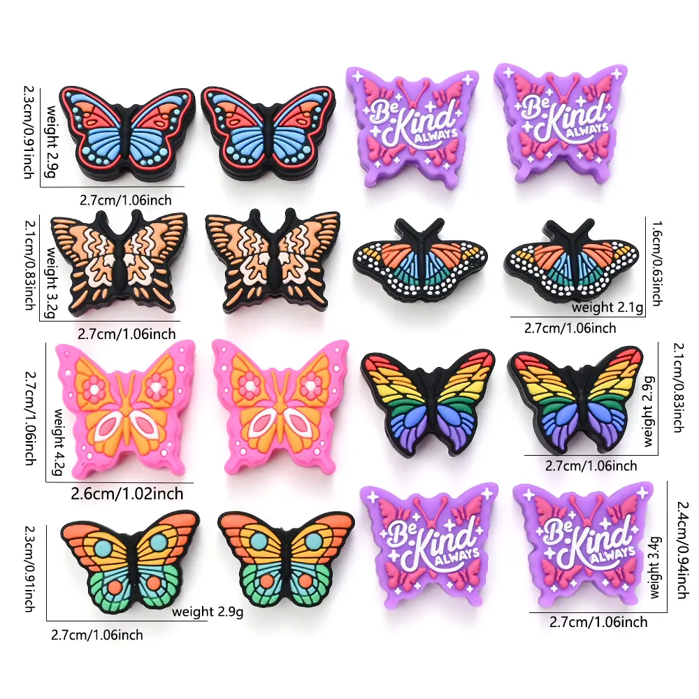 5Pcs Colorful Print Butterfly Beads Silicone Beads Food Grade Saucer Loose Beads For Baby Teether Necklace Jewelry Making
