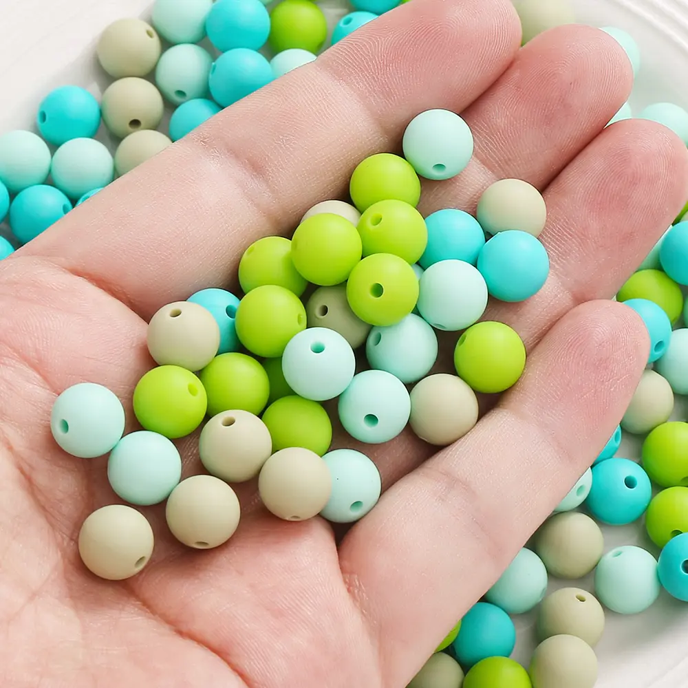 100Pcs New Colored Round Silicone Beads 12mm Loose Beads For Jewelry Making DIY Necklace Bracelet Pacifier Chain Accessories