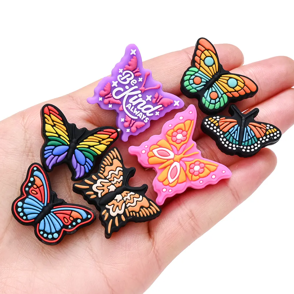 5Pcs Colorful Print Butterfly Beads Silicone Beads Food Grade Saucer Loose Beads For Baby Teether Necklace Jewelry Making