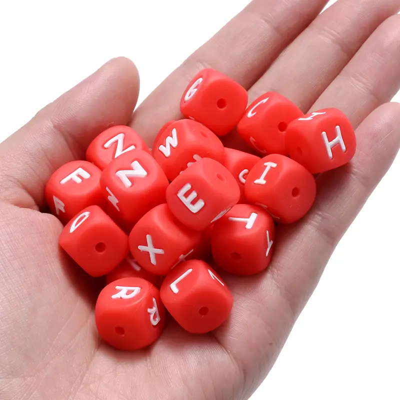10Pcs/Lot 12mm Silicone Letter English Alphabe Beads Food Grade Silicone Chewing Beads DIY Baby Teething Toys Necklace Pendant