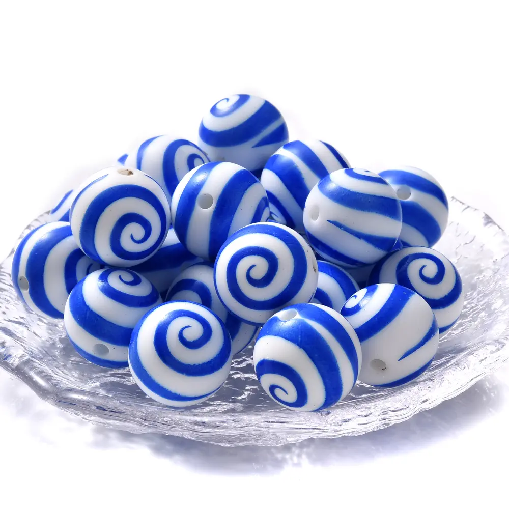 15mm 10Pcs Silicone Printed Circular Spaced Beads Without Bisphenol A Food Grade Focus Beads Baby Chew Toys Necklaces Jewelry