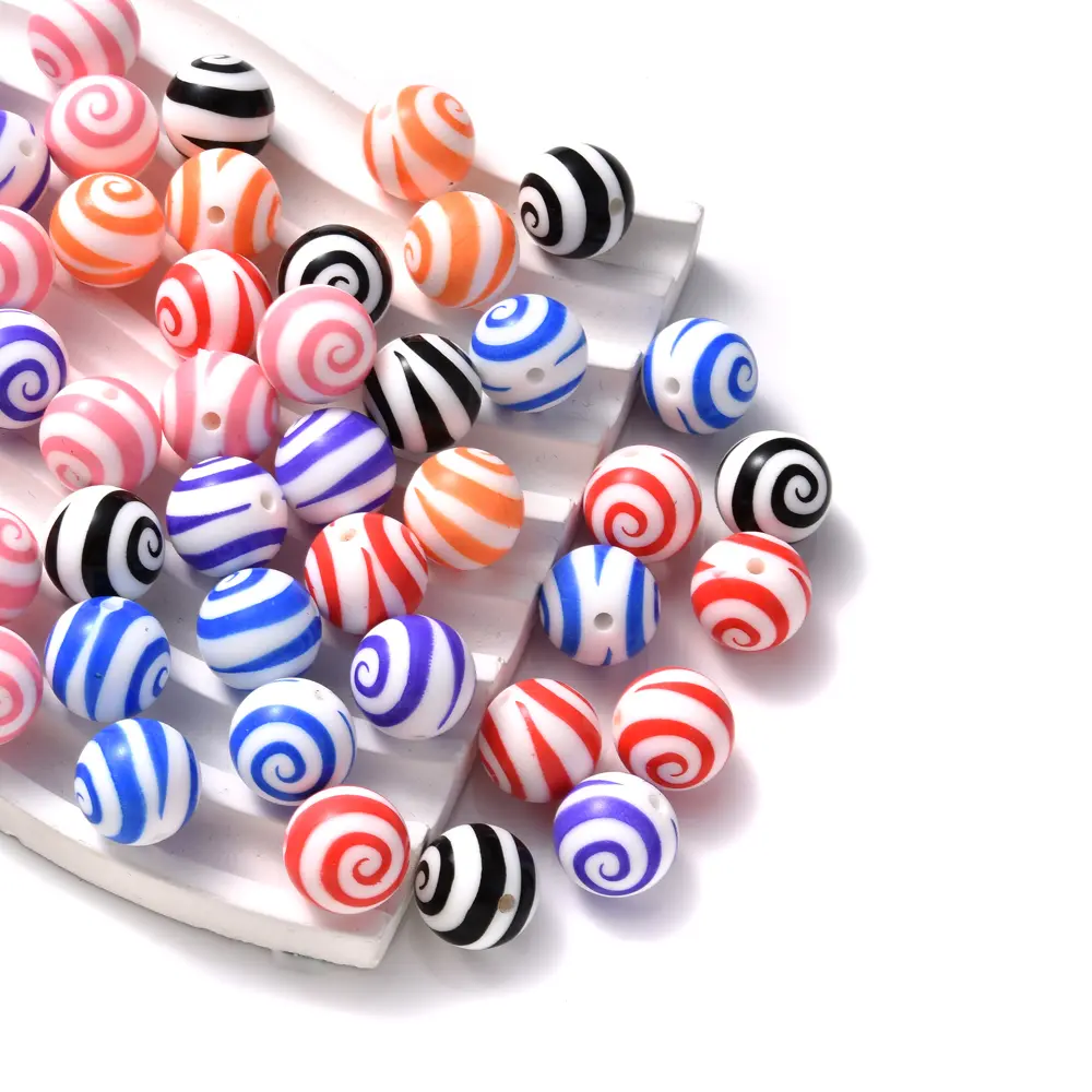 15mm 10Pcs Silicone Printed Circular Spaced Beads Without Bisphenol A Food Grade Focus Beads Baby Chew Toys Necklaces Jewelry