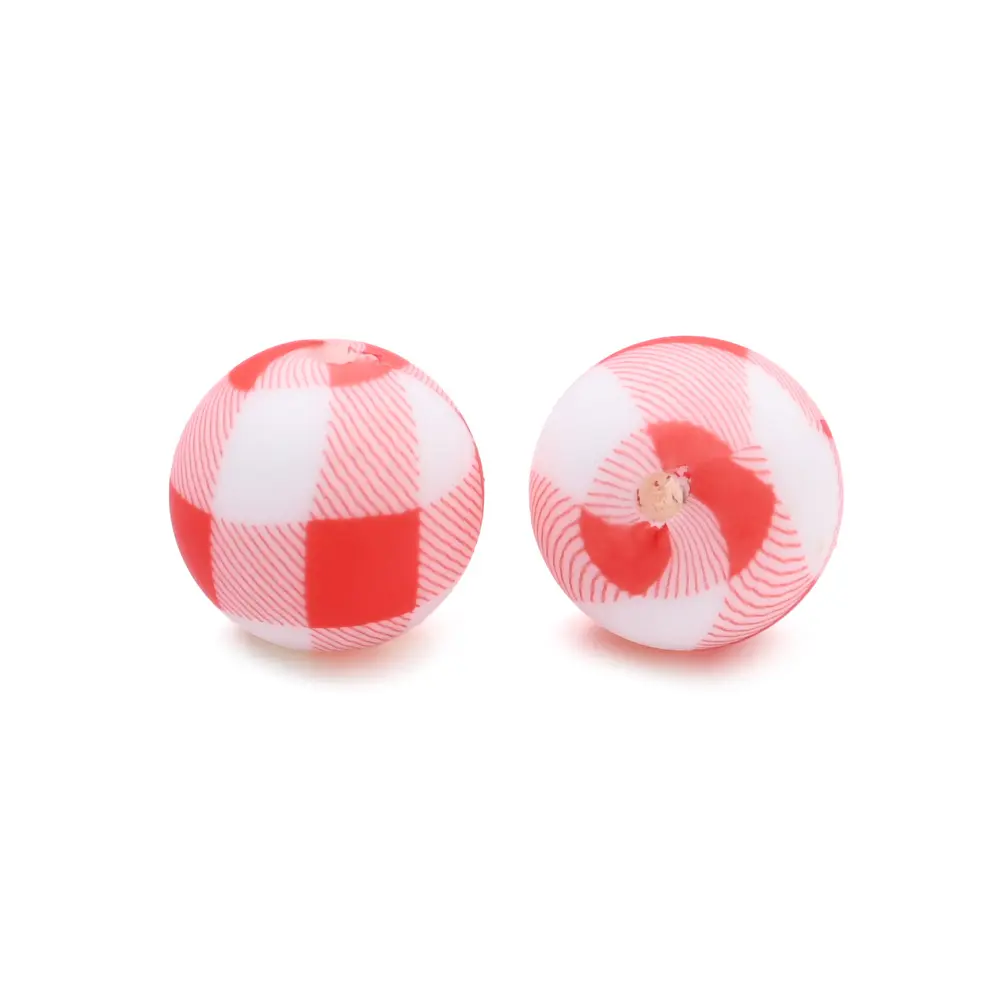10Pcs 15mm Baby Infant Nipple Appeal Other Chain Clips Dummy Holder Nipple Accessories Pink Love Print Food Grade Silicone Beads