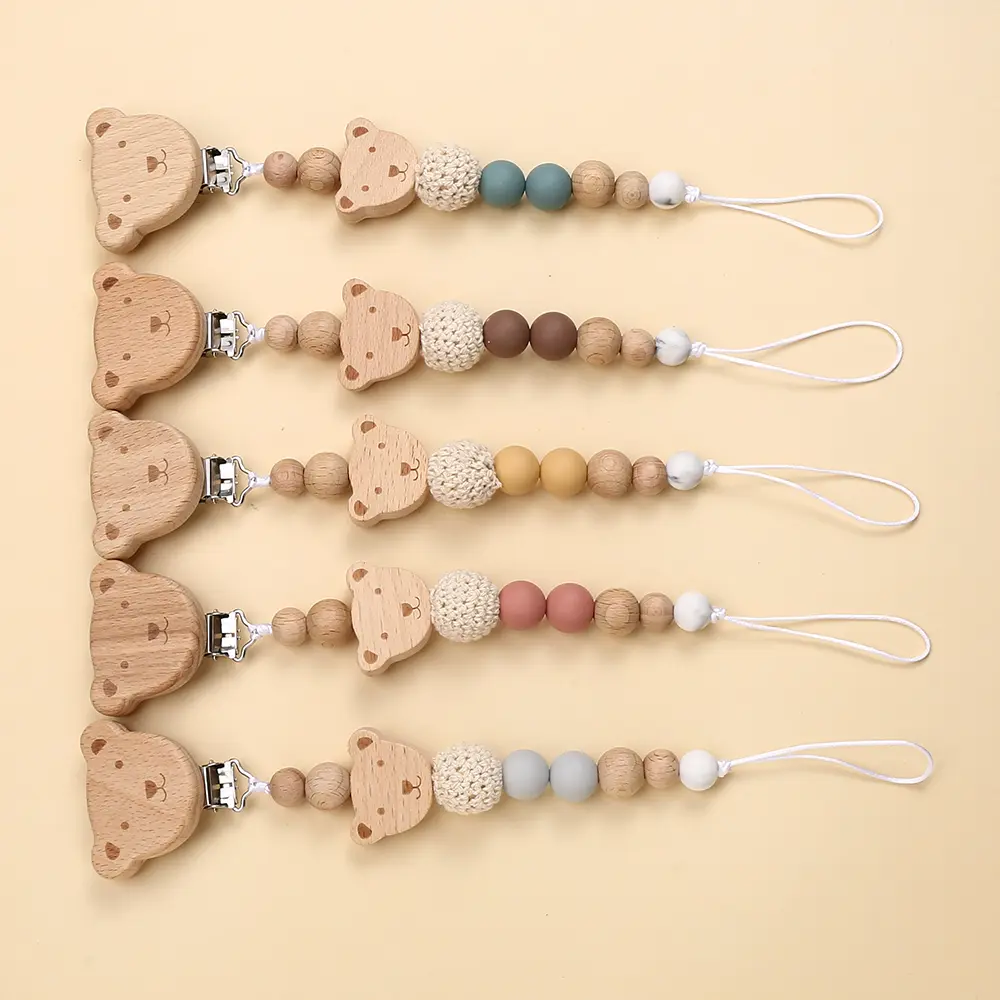 2Pcs New Chew Silicone Beads Pacifier Clips Dummy Chain Holder Newborn Soother Chains Nipple Holder Infant Teething Toys Gifts