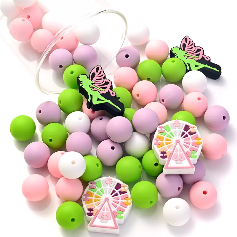 42Pcs/Set New Silicone Beads Beautiful Butterfly Teether Beads For DIY Baby Pacifier Chain Chew Teething Bracelet Neckalce Acces