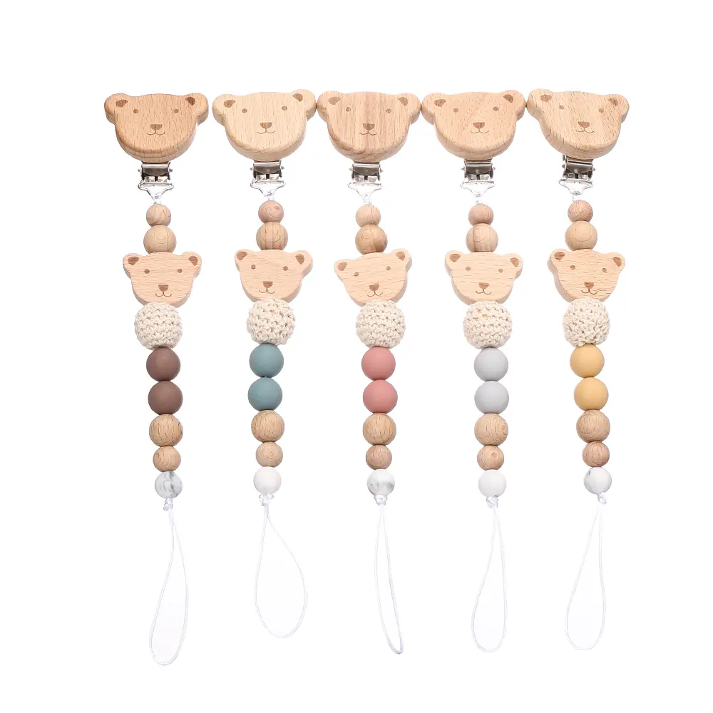2Pcs New Chew Silicone Beads Pacifier Clips Dummy Chain Holder Newborn Soother Chains Nipple Holder Infant Teething Toys Gifts