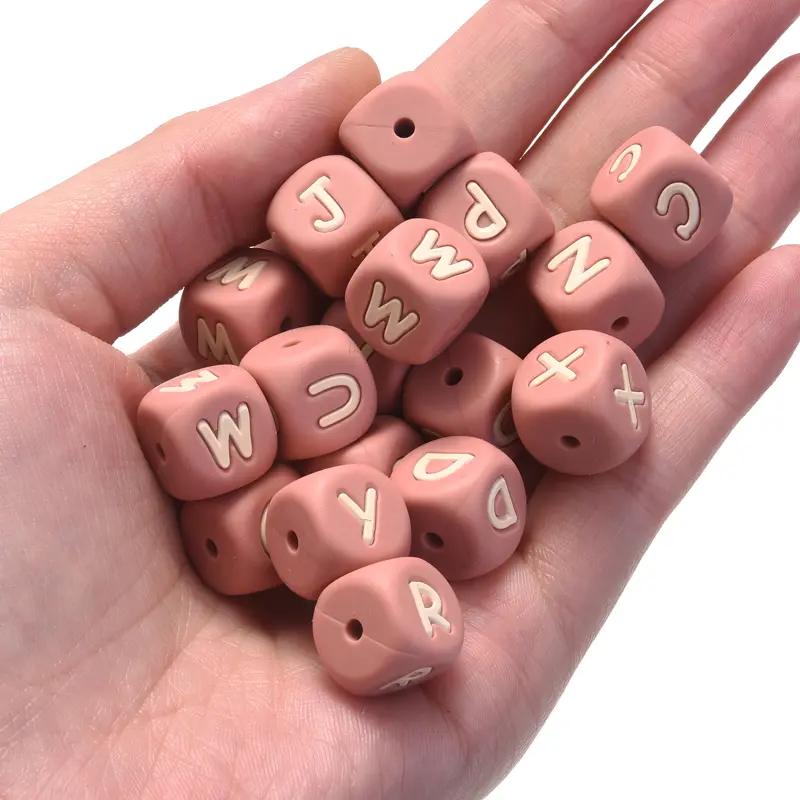 10Pcs Personalized Name Silicone Letters 12mm English Alphabet Teether Beads For Pacifier Chain Teether Necklace Jewelry Making