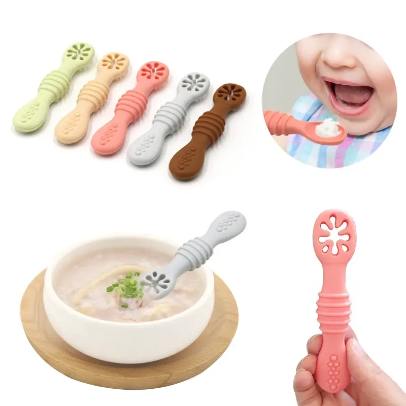 Baby Spoon Fork Set Food Grade Silicone Sticky Spoon Children Cutlery Training Spoon Feeding Tableware Soft Kitchen Accessories
