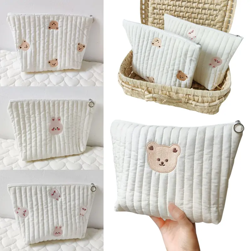 New Mommy Bag Cute Print Embroidery Mommy Bag Zipper Newborn Baby Diaper Bag Nappy Pouch Travel Stroller Storage Bags