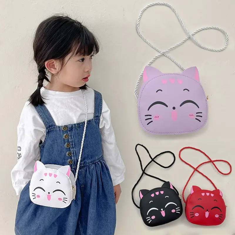 Cartoon Kids Bag Fashion Cute Cat Crossbody Bag Coin Wallet Lovely Hand Bags for Boys and Girls Mini Shoulder Bags