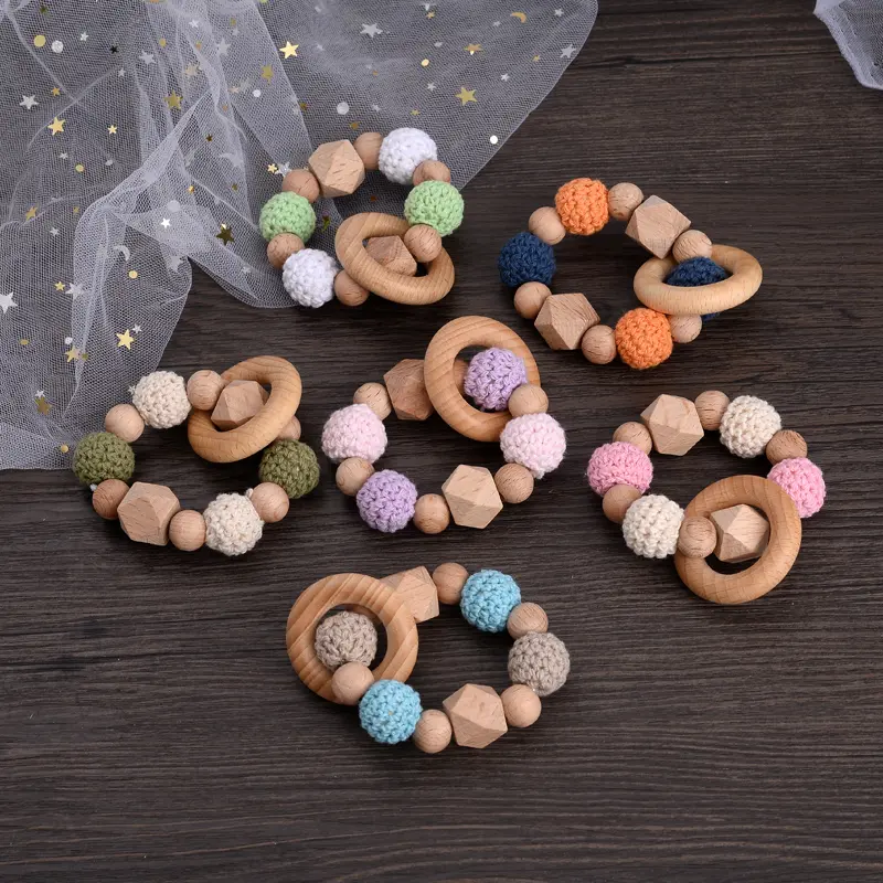 Baby Wooden Pacifier Clip Bracelet Set For Anti-Dorp Baby Soother Dummy Holder Chain Nursing Teether Chew Toys Shower Gifts