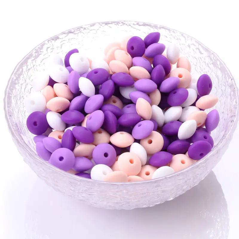 50Pcs Baby Pearl Silicone Beads Lentil 12mm Beads For Jewelry Making Pacifier Chain DIY Necklace Bracelets Jewelry Accessories