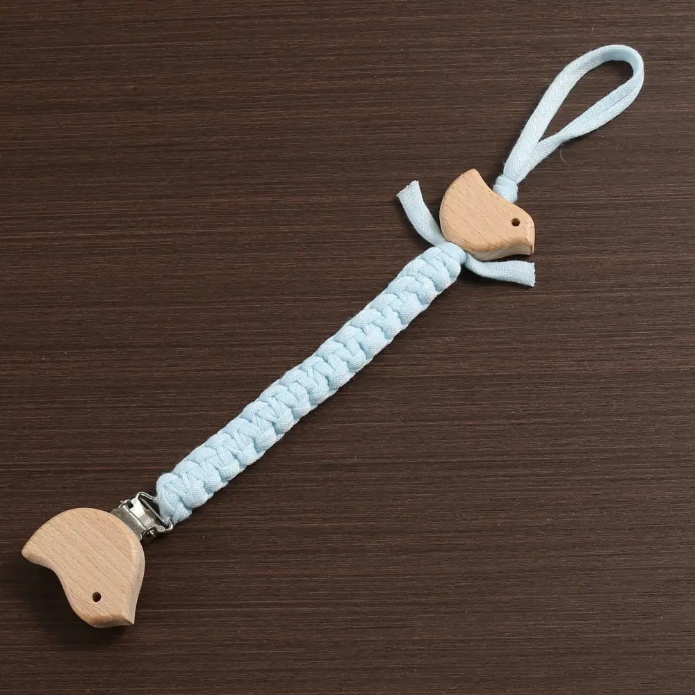 New Bird Shape Woodrn Clips Baby Pacifier Chain Braided Weave Dummy Nipple Holder Guard Teether Pendant Newborn Gift Stuff