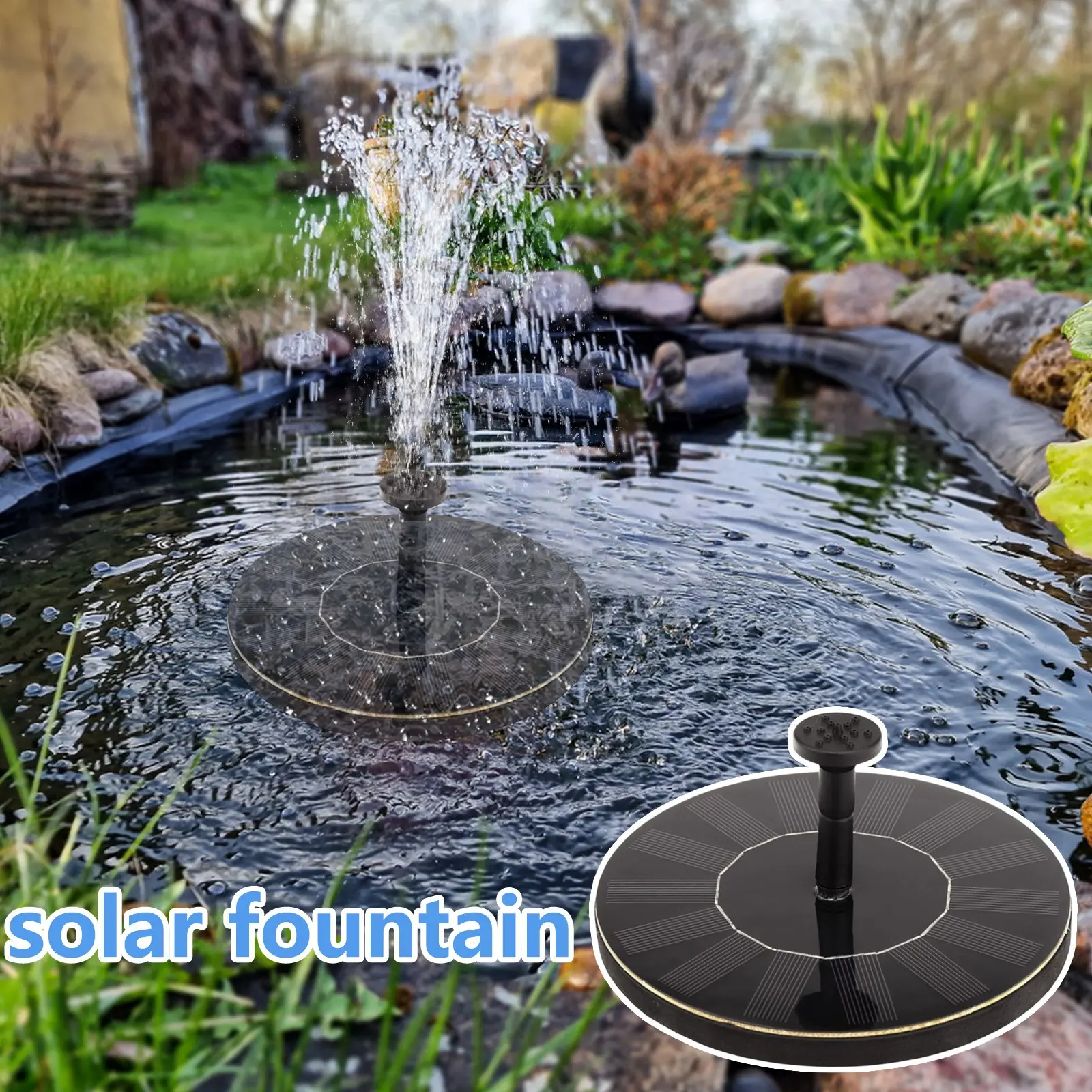 Solar Fountain Pump Floating Solar Panel Bird Baths Water Fountain with 4 Nozzles For Garden Outdoor Water Pool Pond Decor