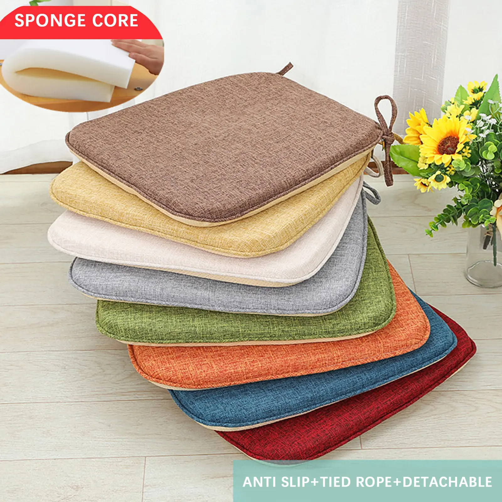 Chair Pads Non-Slip Seat Cushions Soft Chair Pad with Ties Horseshoe Seat Cushion For Dining Room/Office/Hotel/Garden Chairs